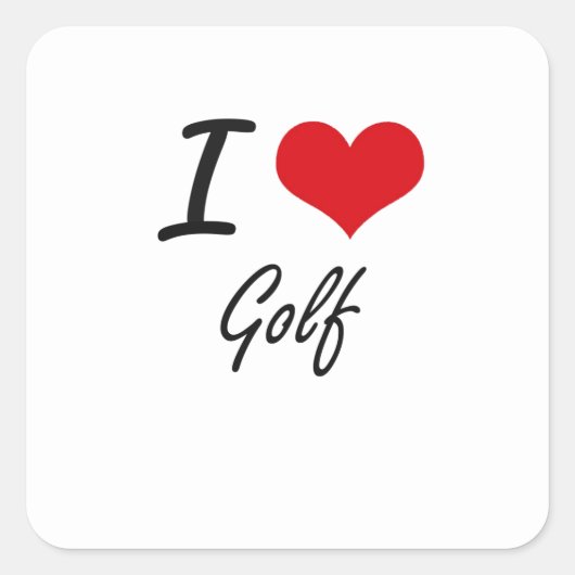 Ik hou van Golf Vierkante Sticker (Voorkant)