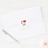 Ik hou van Golf Vierkante Sticker (Envelop)
