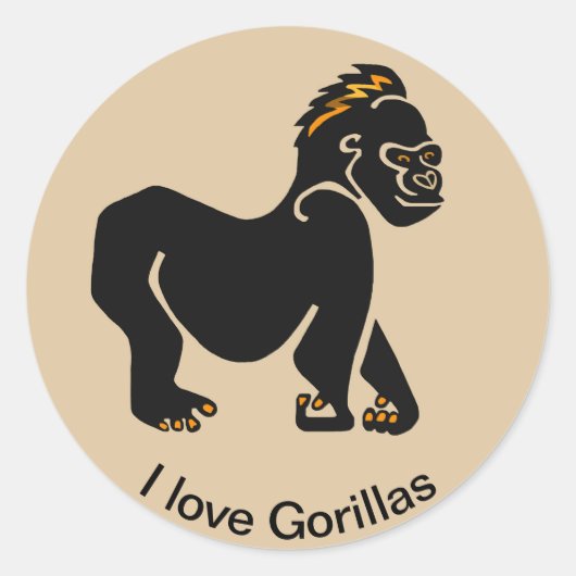 Ik hou van GORILLAS - Dierenvriend - wildlife Ronde Sticker (Voorkant)