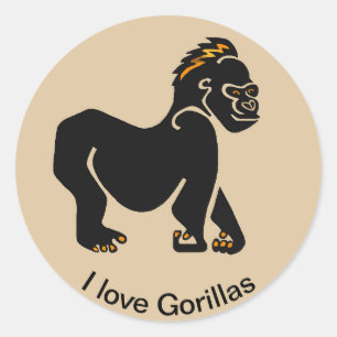 Ik hou van GORILLAS - Dierenvriend - wildlife Ronde Sticker
