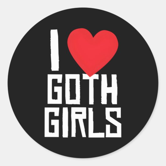 Ik hou van Gothic Emo Gothic Ronde Sticker (Voorkant)