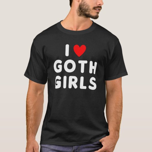 Ik hou van Gothic meisjes grappig rood hart T-shirt (Voorkant)