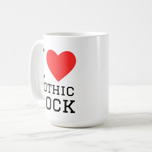 Ik hou van gothische rots koffiemok (Voorkant links)