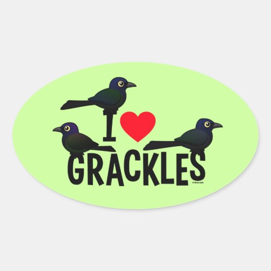Ik hou van grackles ovale sticker (Voorkant)