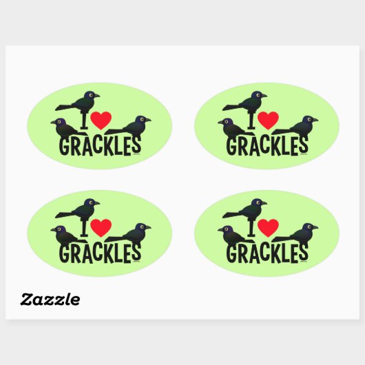 Ik hou van grackles ovale sticker (Vel)