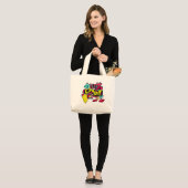 Ik hou van graffiti lippen ogen bucket kleur rood  grote tote bag (Voorkant (model))