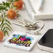 Ik hou van graffiti – Urbane straat kunst Sleutelhanger (Voorkant Rechts)