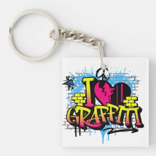 Ik hou van graffiti – Urbane straat kunst Sleutelhanger
