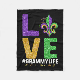 Ik hou van Grammy Life Mardi Gras GrammyMyLife Fle Fleece Deken