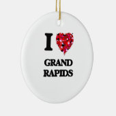 Ik hou van Grand Rapids Michigan Keramisch Ornament (Rechts)