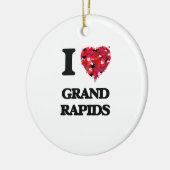 Ik hou van Grand Rapids Michigan Keramisch Ornament (Links)