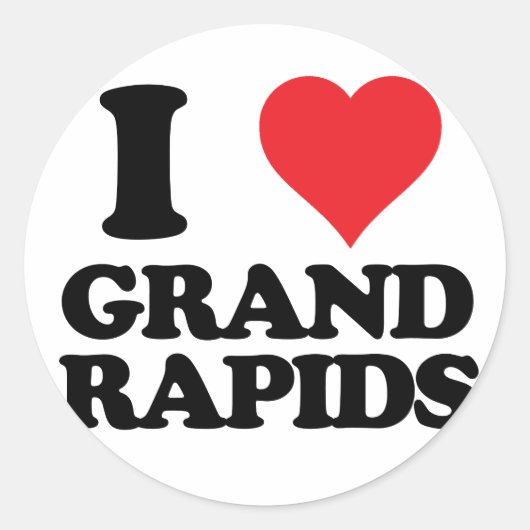 Ik hou van Grand Rapids, Michigan Ronde Sticker (Voorkant)