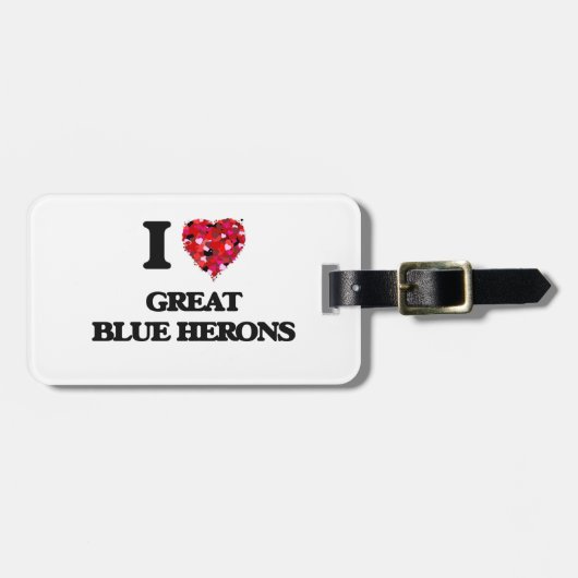 Ik hou van Great Blue Herons Bagagelabel (Voorkant horizontaal)