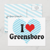 Ik hou van Greensboro Briefkaart (Voorkant / Achterkant)