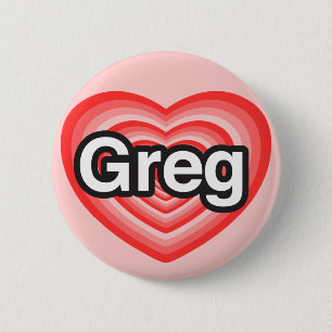 Ik hou van Greg. Ik hou van je Greg. Hart Ronde Button 5,7 Cm