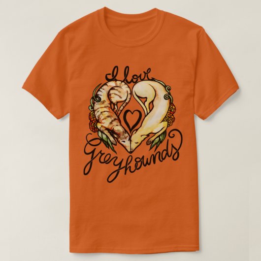 Ik hou van greyhounds t-shirt (Design voorkant)