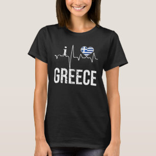 Ik hou van Griekenland hartslag vlag voor Griekse T-shirt