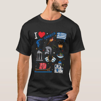 Ik hou van Griekse handgetekende Griekse bezienswa T-shirt