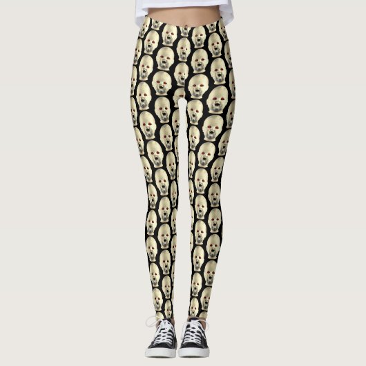 Ik hou van griezelige poppen - Doll Head Leggings (Voorkant)