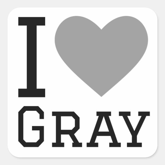 Ik hou van grijs vierkante sticker (Voorkant)