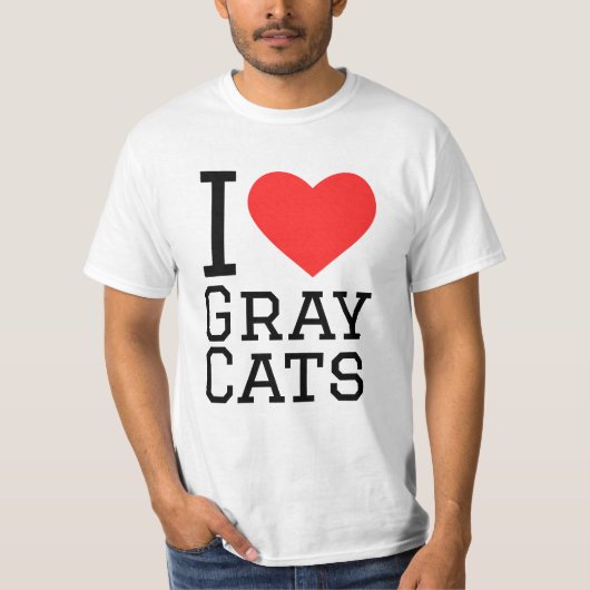 Ik hou van grijze katten t-shirt (Voorkant)