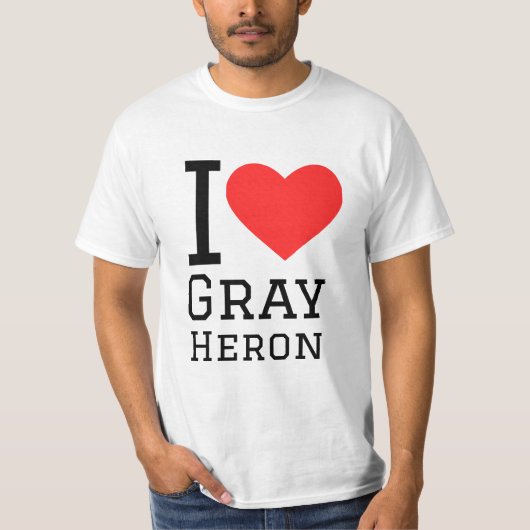 Ik hou van grijze reiger t-shirt (Voorkant)