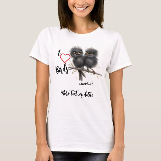 Ik hou van grillige vogels Blackbird T-shirt (Voorkant)