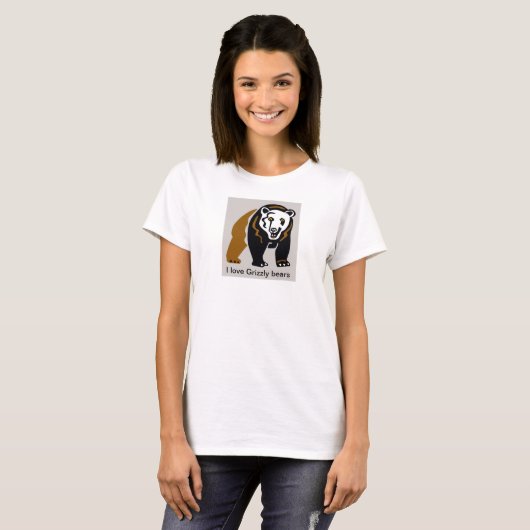 Ik hou van GRIZZLY BEREN- Dierlijke graphics- Wild T-shirt (Voorkant volledig)