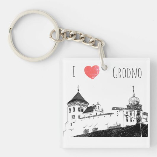 Ik hou van Grodno Wit-Rusland Architectuur Schets Sleutelhanger (voorkant)