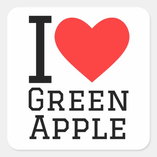 Ik hou van groene appel vierkante sticker (Voorkant)
