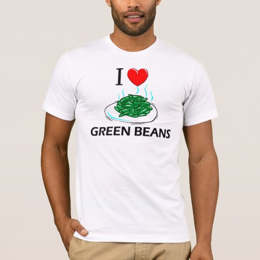 Ik hou van groene bonen t-shirt (Voorkant)