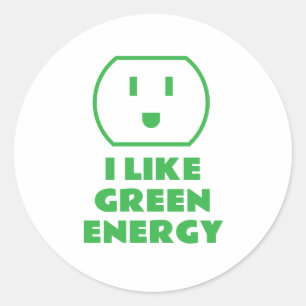 Ik hou van groene energie, grappige stopcontact ronde sticker