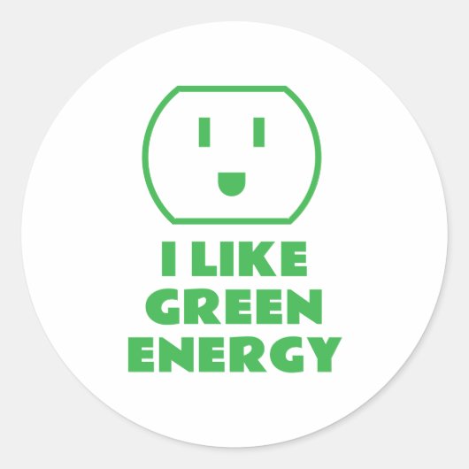 Ik hou van groene energie, grappige stopcontact ronde sticker (Voorkant)
