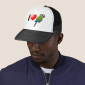Ik hou van Groene Macaws Trucker Pet (In situ)