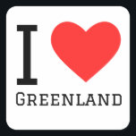 Ik hou van Groenland Vierkante Sticker<br><div class="desc">Ik hou van Groenland,  voor reisliefhebbers</div>