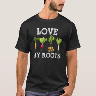Ik hou van groente en groenten en ik ben een grauw t-shirt