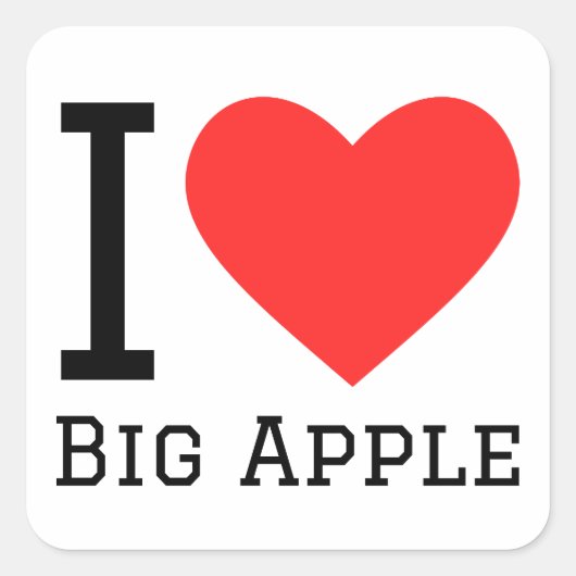 Ik hou van grote appel vierkante sticker (Voorkant)