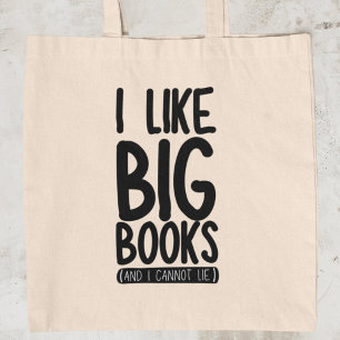 Ik hou van grote boeken Grappige boekenwurm lezer  Tote Bag
