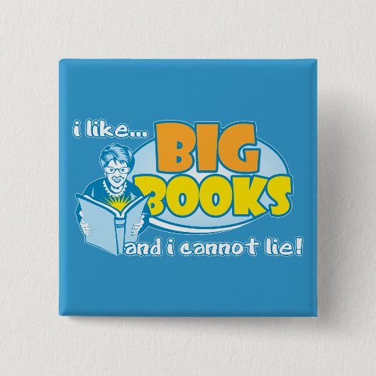 Ik hou van grote boeken vierkante button 5,1 cm (Voorkant)