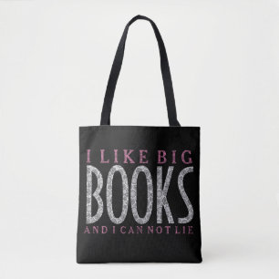 Ik hou van grote boeken wit & roze tekst ontwerp tote bag