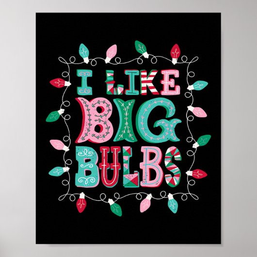 Ik hou van grote bollen kerstverlichting die bij f poster (Voorkant)