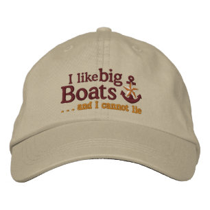 Ik hou van grote boten Humorous Nautical Star Anch Geborduurde Pet