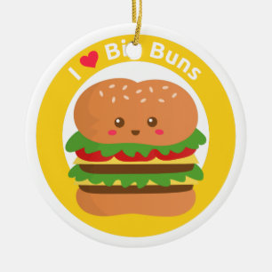 Ik hou van grote broden, Kawaii Big Burger Keramisch Ornament