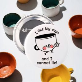 Ik Hou van Grote Koppen – Grappige Koffie Knop  Ronde Button 5,7 Cm