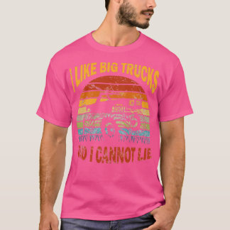 Ik hou van grote monstertrucks die de zon retro t-shirt