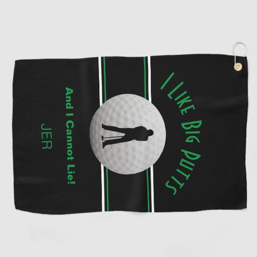 Ik Hou van Grote Putts Golf Humor Zwart  Grappig M Golfhanddoek (Horizontaal)