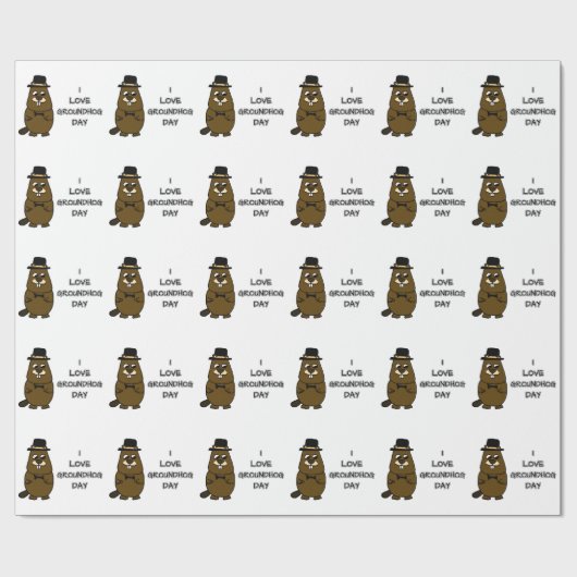 Ik hou van Groundhog Day Cadeaupapier (Vlak)