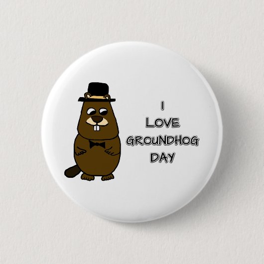Ik hou van Groundhog Day Ronde Button 5,7 Cm (Voorkant)