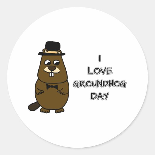 Ik hou van Groundhog Day Ronde Sticker (Voorkant)