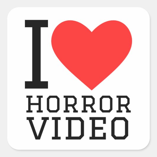 Ik hou van gruwelvideo's vierkante sticker (Voorkant)